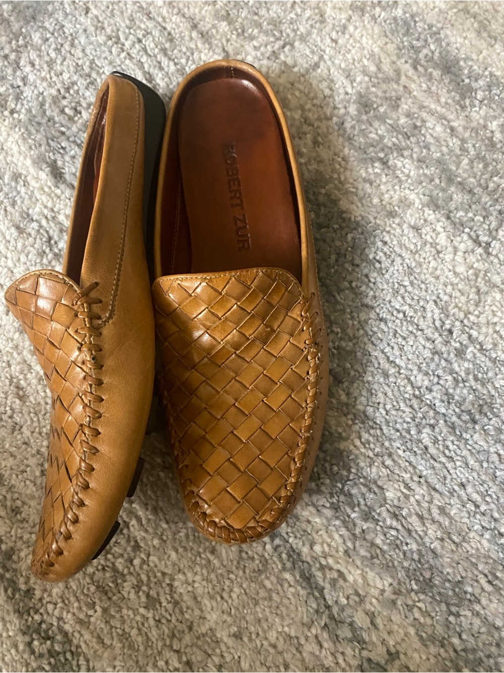 Robert Zur Woven Tan Leather Slip-On Women’s Loafers size 8